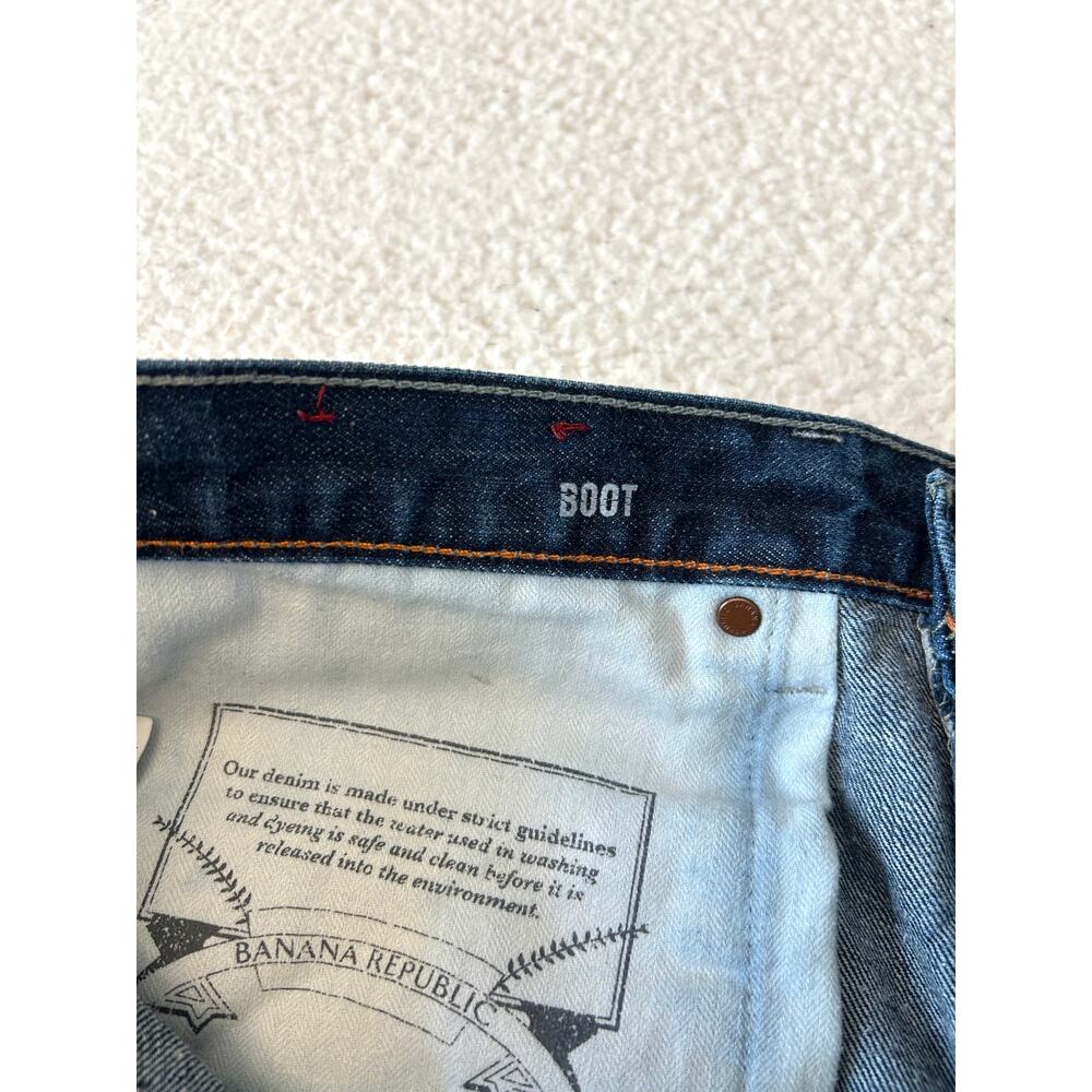 Banana Republic Men's Boot Cut Jeans 35W/32L Dark Wash Denim Distressed - Picture 9 of 10